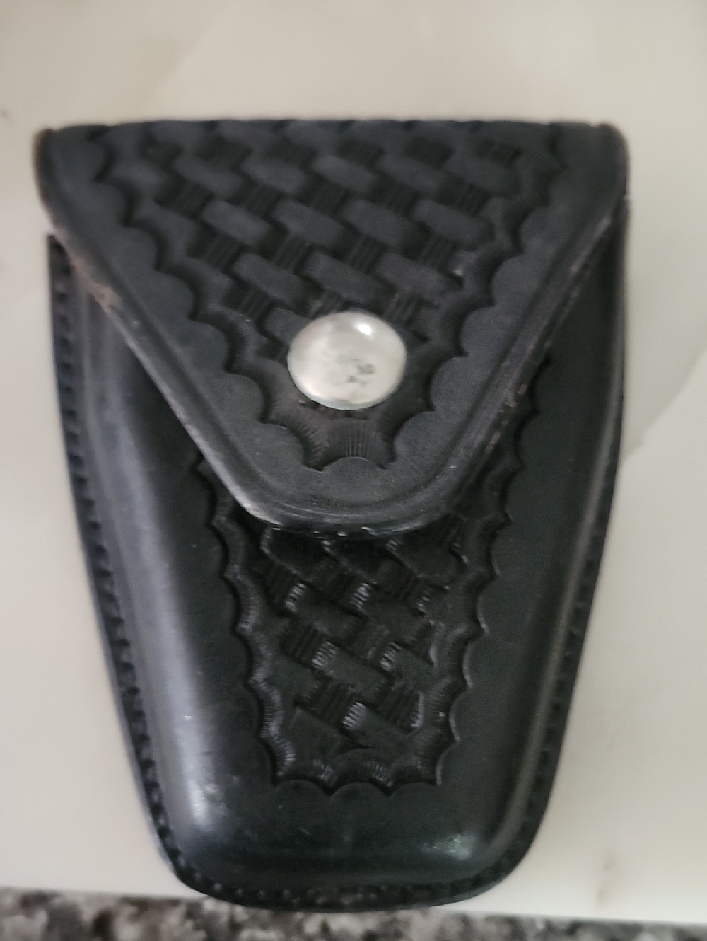 Vtg SafariLand Black Braided Leather Snap Handcuff Pouch Model 190 Monrovia, CA